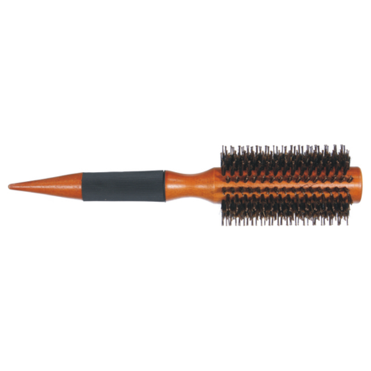 Round Hair Brush Bristle Dark Wooden Handle