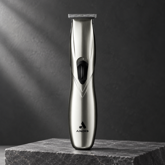 Andis Slimline Pro D8 Li T-Blade Trimmer โ Chrome studio photograph
