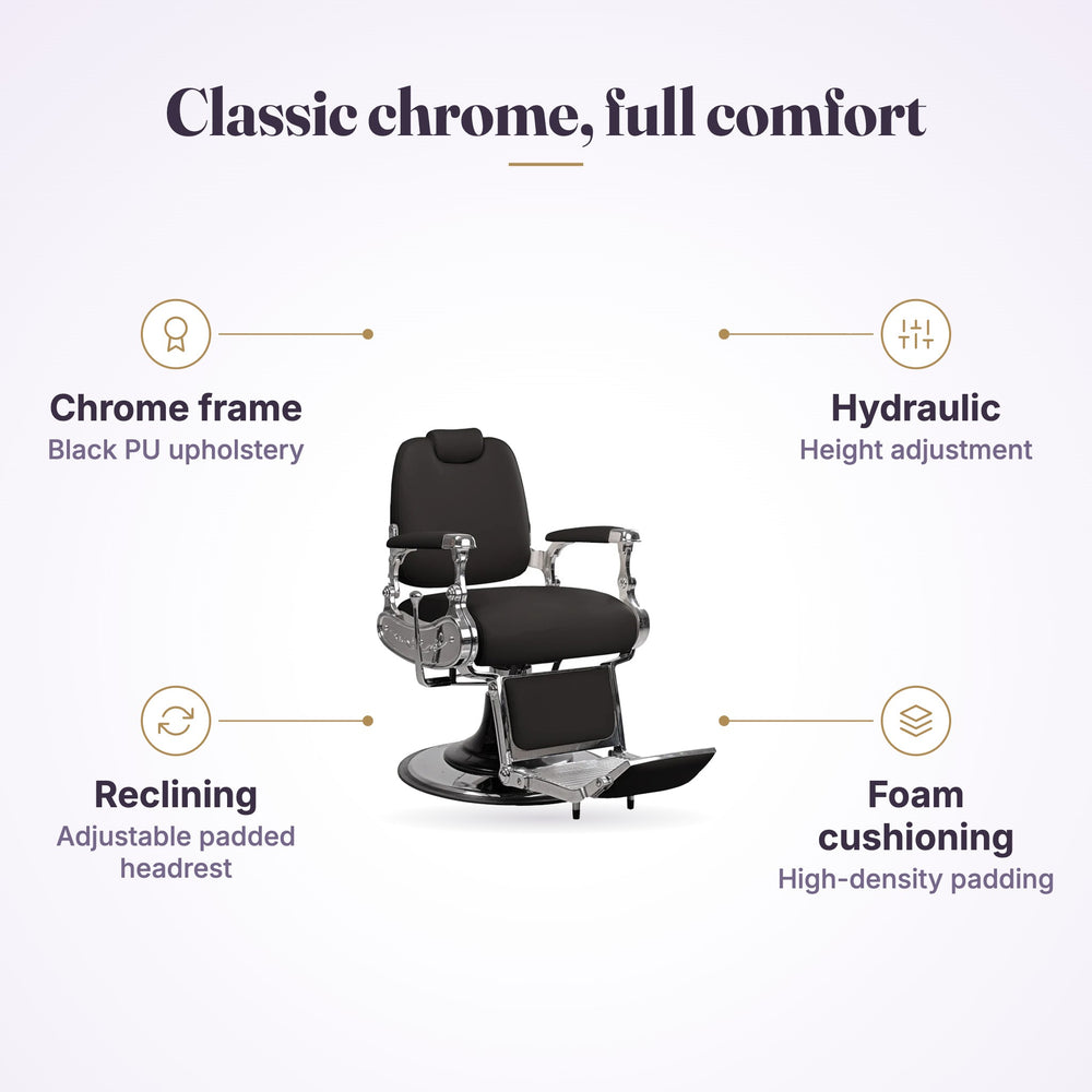 Armin Barber Chair Chrome 8801, view 4