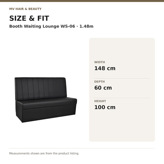 Booth Waiting Lounge WS-06 – 1.48m dimensions: Width: 148 cm; Depth: 60 cm; Height: 100 cm