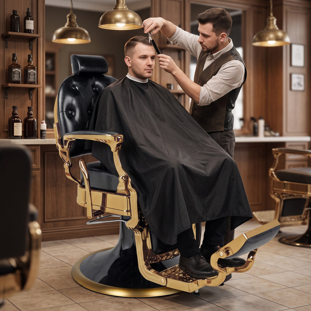Broad Barber Chair Gold Frame, view 3
