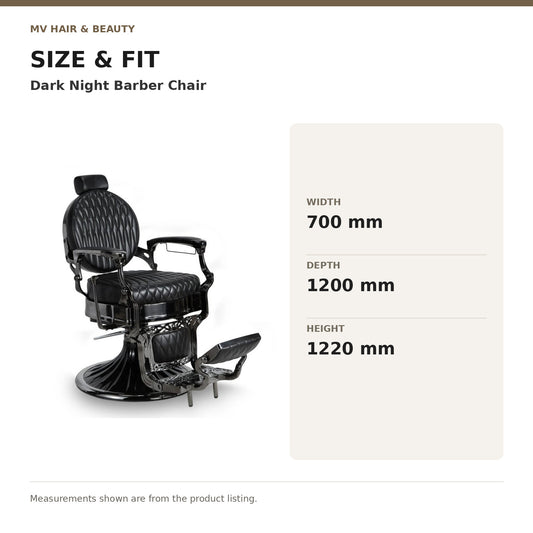 Dark Night Barber Chair dimensions: Width: 700 mm; Depth: 1200 mm; Height: 1220 mm
