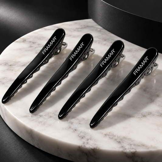Framar Big Bite Hair Clips – Black 4 Pack — studio product photograph