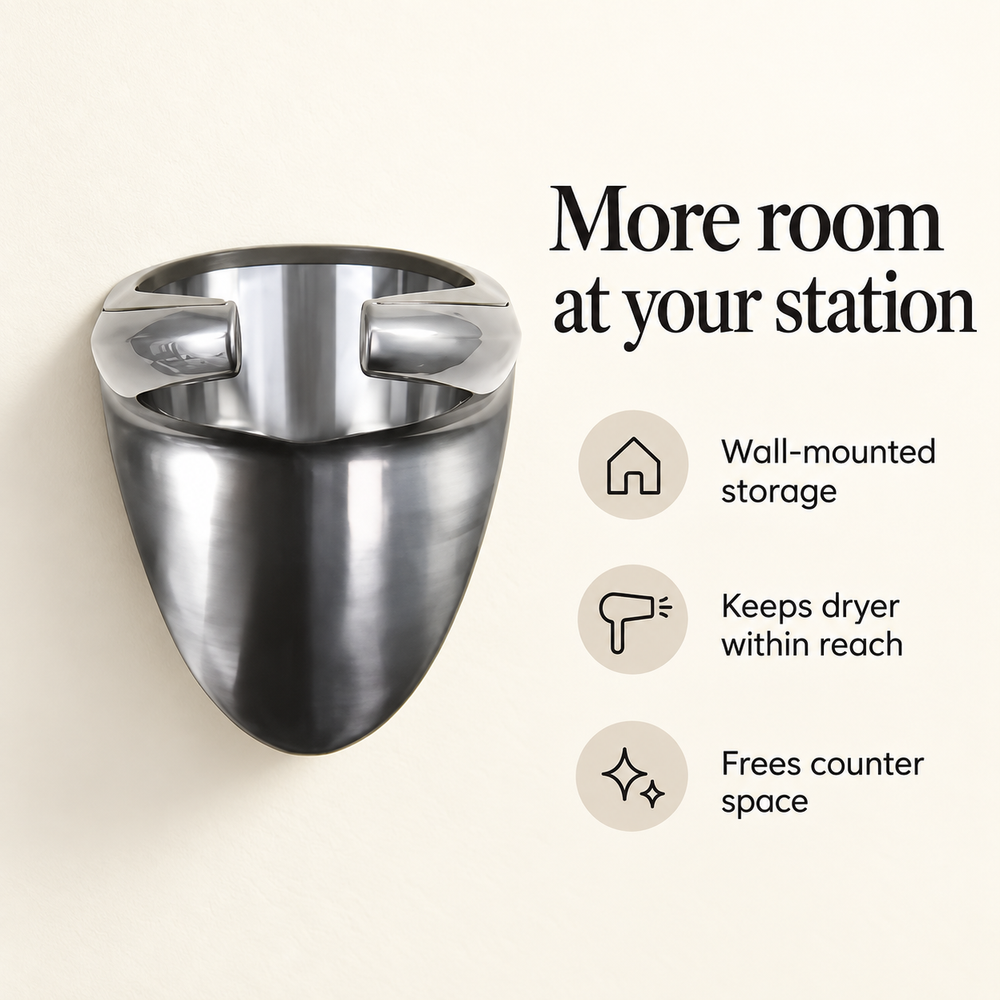Glammar Silver Dryer Holder — key product benefits