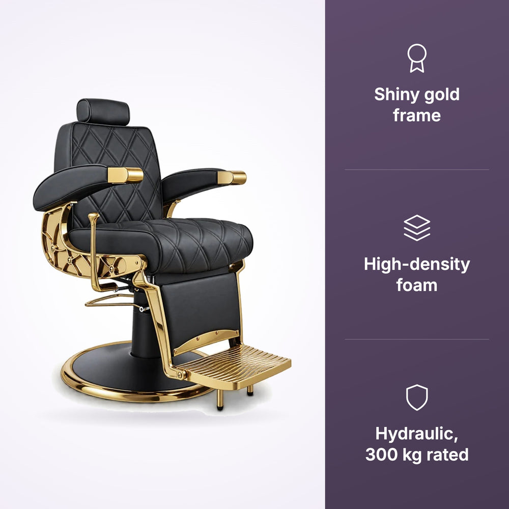 Hogo Barber Chair Shiny Gold Frame, view 2