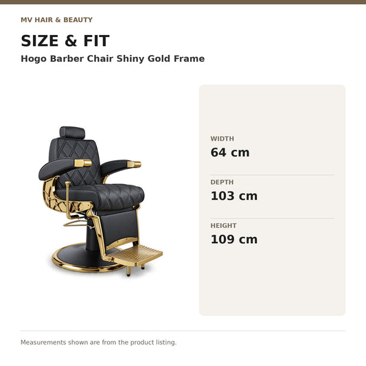 Hogo Barber Chair Shiny Gold Frame dimensions: Width: 64 cm; Depth: 103 cm; Height: 109 cm