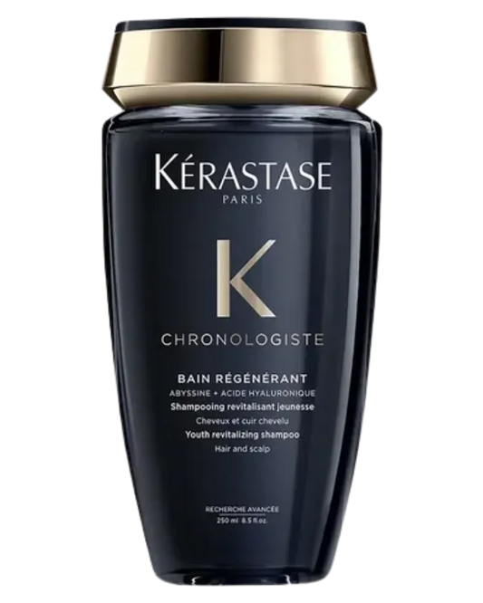 Kérastase Chronologiste Bain Régénérant shampoo bottle on a black background