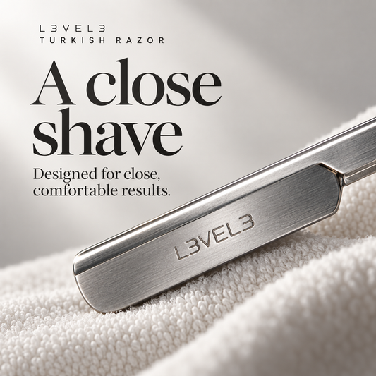 L3VEL3 Turkish Razor — A close shave. Designed for close, comfortable results.