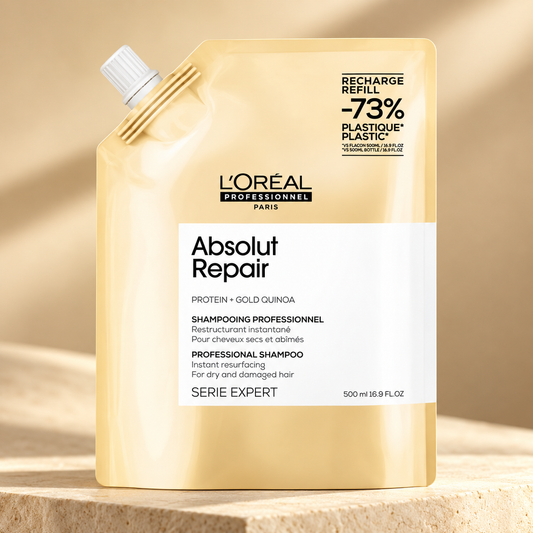 L’Oréal Absolut Repair Shampoo Refill 500ml — studio product photograph