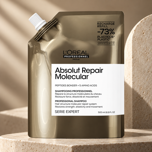 L’Oréal Absolut Repair Molecular Shampoo Refill — studio product photograph