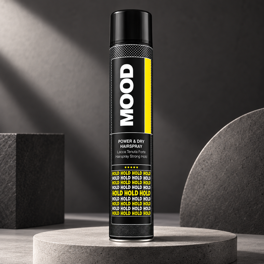 MOOD Power & Dry Hairspray 750ml — studio product photograph