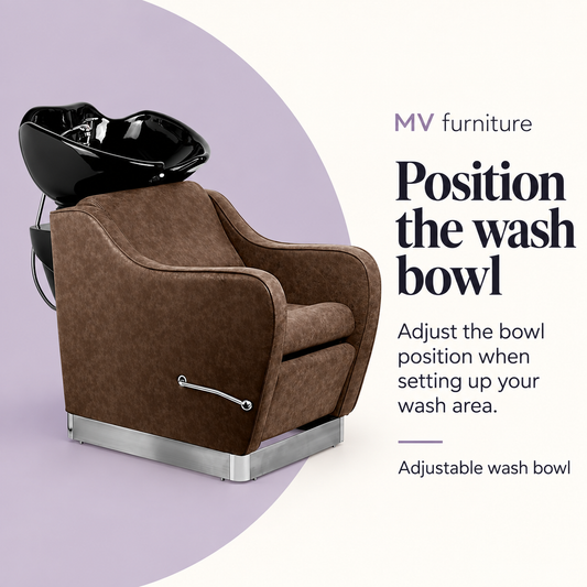 Chelsea Hair Washing Basin Matte Brown - YA83 — Position the wash bowl. Adjustable wash bowl.