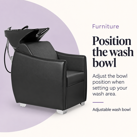 Falcon Hair Washing Basin MN-001 Black — Position the wash bowl. Adjustable wash bowl.