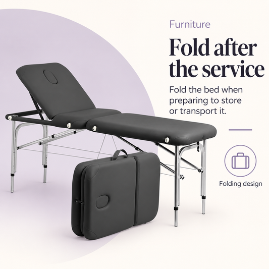 Joliet Foldable Portable Massage Beauty Bed PB-HZ3382 Black — Fold after the service. Folding design.