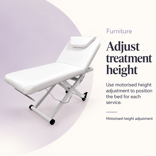 SKY Electric Beauty Bed — Adjust treatment height. Motorised height adjustment.
