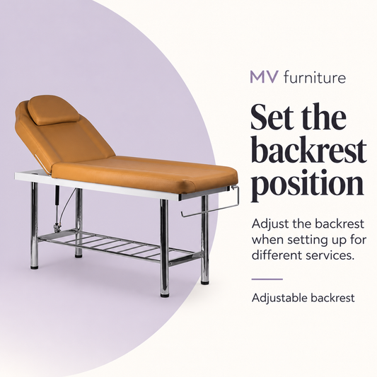 Safina Facial Beauty Bed (Brown) 8219 — Set the backrest position. Adjustable backrest.