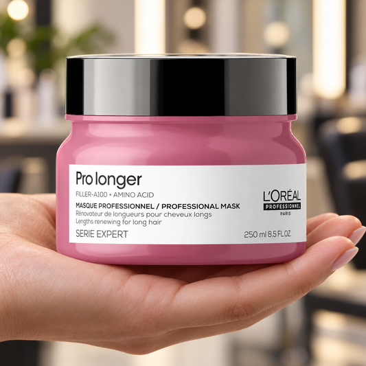 L’Oréal Professionnel Pro Longer Mask 250ml held with its label facing forward.
