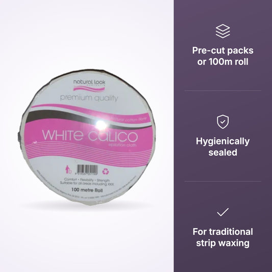 Natural Look White Calico Epilation Cloth, third product view