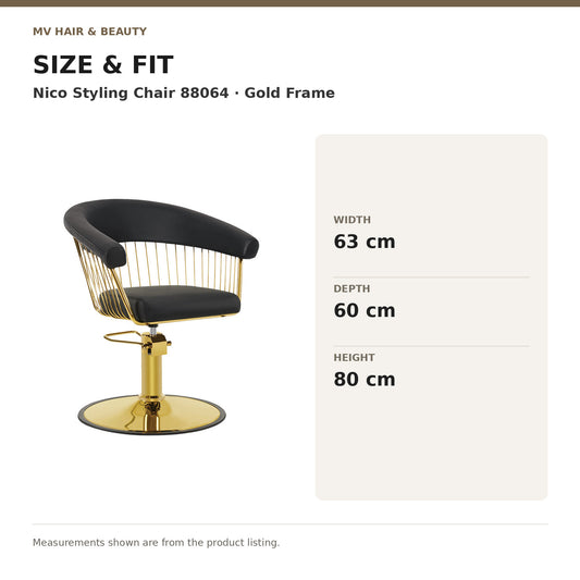 Nico Styling Chair 88064 – Gold Frame dimensions: Width: 63 cm; Depth: 60 cm; Height: 80 cm