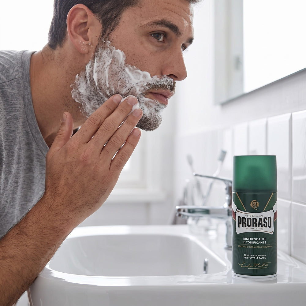 Proraso Shaving Foam Eucalyptus 300ml in use