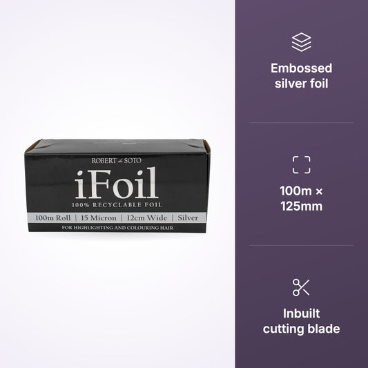 Robert de Soto iFoil 100m silver foil roll product benefits graphic