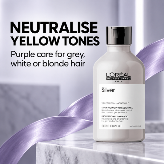 L'Oreal Professionnel Serie Expert Silver Clarifying Shampoo 300mL — Neutralise yellow tones