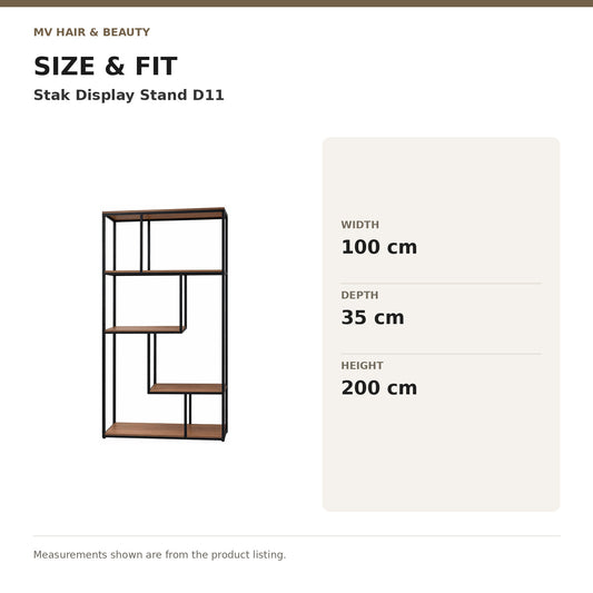Stak Display Stand D11 dimensions: Width: 100 cm; Depth: 35 cm; Height: 200 cm