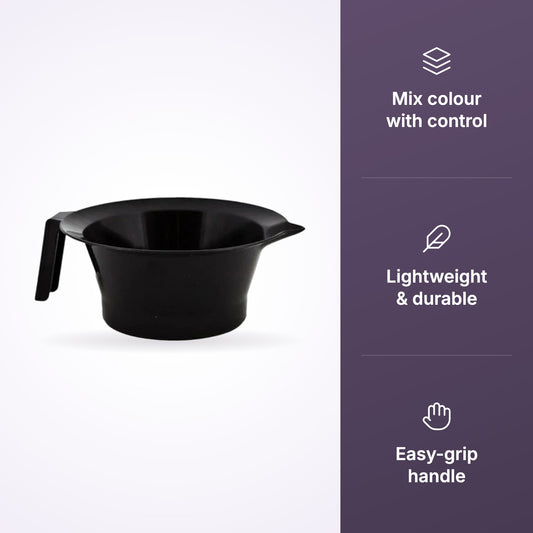 Black Tint Bowl – Professional Hair Colouring & Dye Mixing Bowl key benefits infographic
