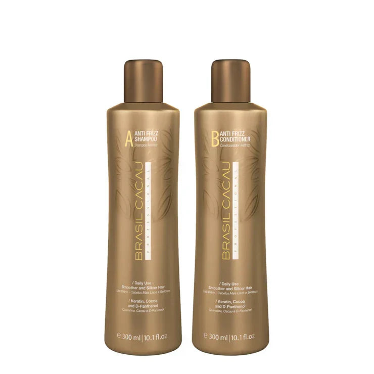 Brasil Cacau Anti Frizz Shampoo and Conditioner 300ml pack at MV Hair & Beauty, Adelaide