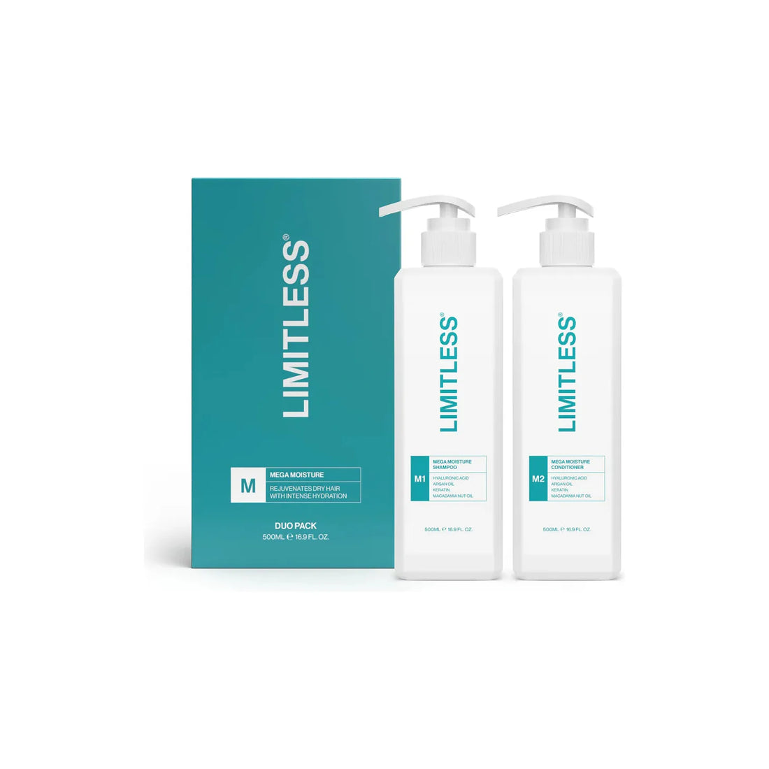 Limitless Mega Moisture Shampoo and Conditioner Duo 500ml at MV Hair & Beauty, Adelaide