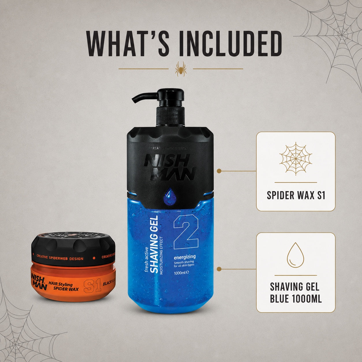 Nish Man Spider Style & Shave Duo - Included