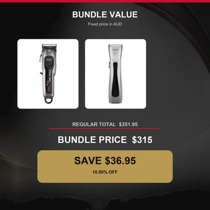 Wahl Super Taper Pro + Silver Beret Duo value graphic showing $36.95 AUD savings