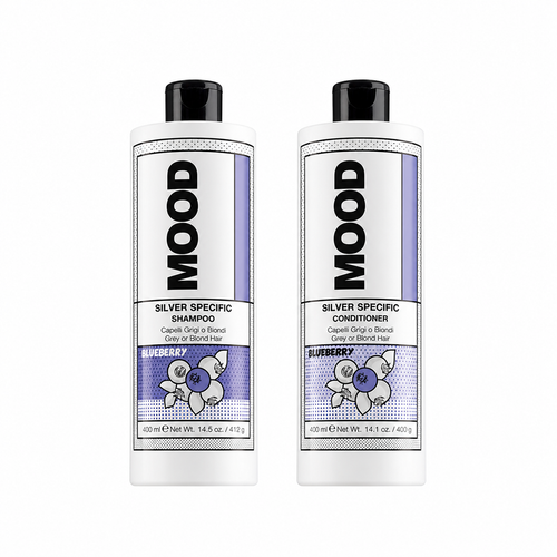 MOOD Silver Specific Shampoo & Conditioner Duo complete bundle on white background