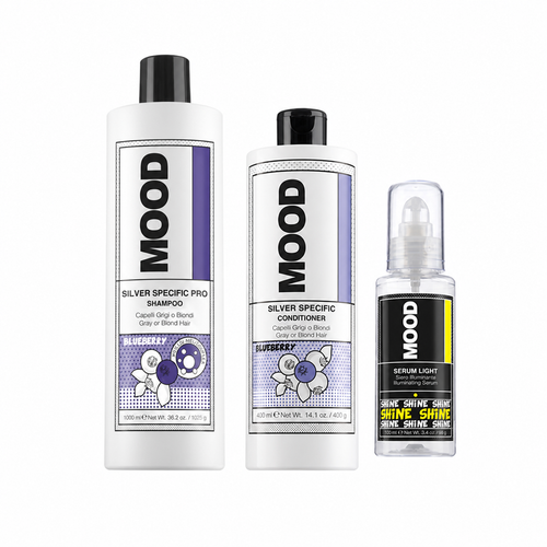 MOOD Silver Professional Care Trio complete bundle on white background
