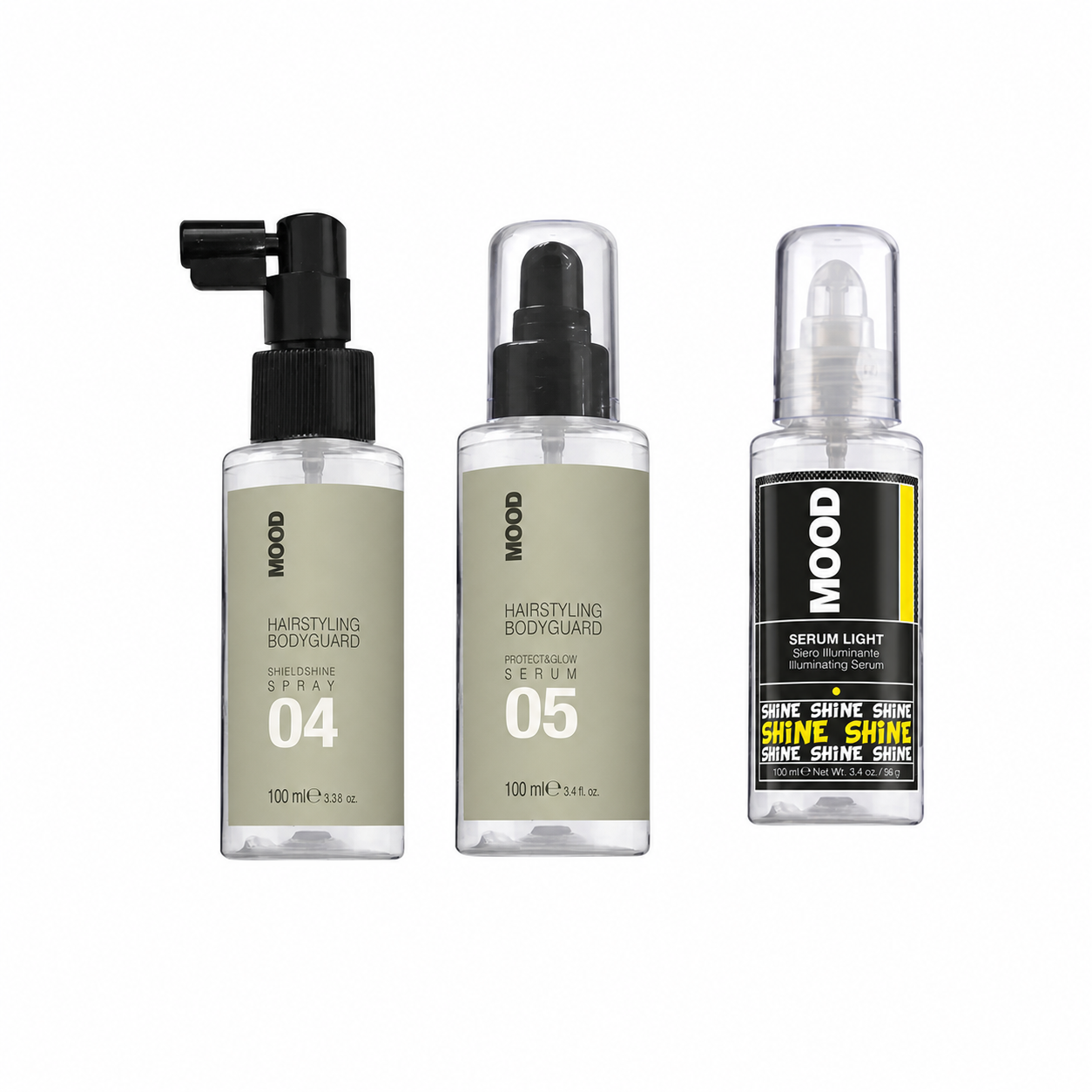 MOOD Shine & Finish Styling Trio complete bundle on white background
