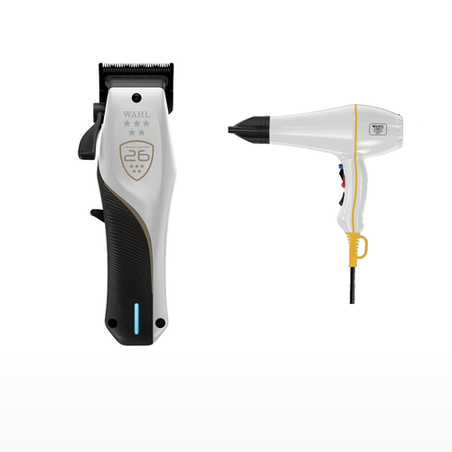Wahl Vapor CE + Power Dry White Duo exact products on a clean white background