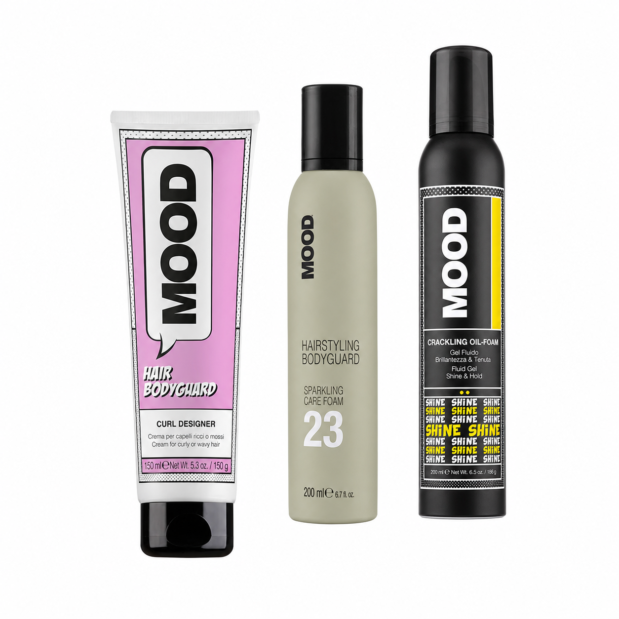 MOOD Curl Definition Styling Trio complete bundle on white background