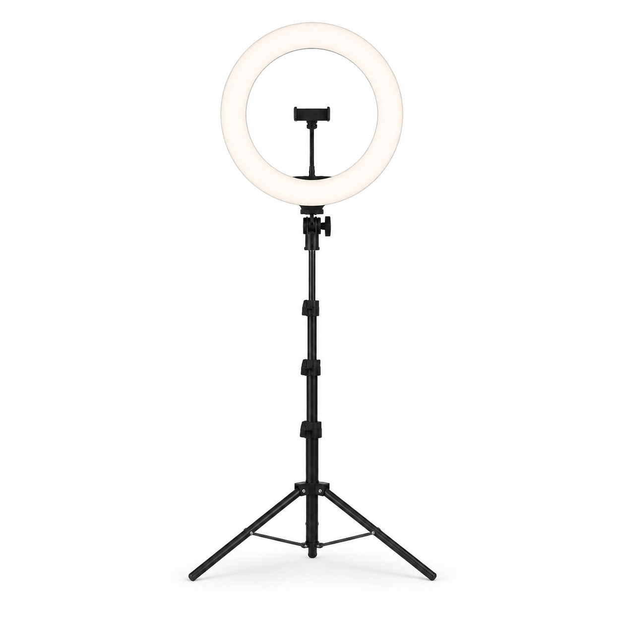 18-inch professional LED ring light with tripod stand on white background