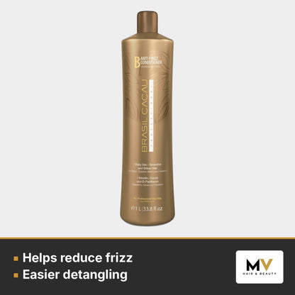 Brasil Cacau Anti Frizz Shampoo 1000ml, Keratin Anti Frizz Conditioner 1000ml & Hydrating Hair Complex 200ml Trio