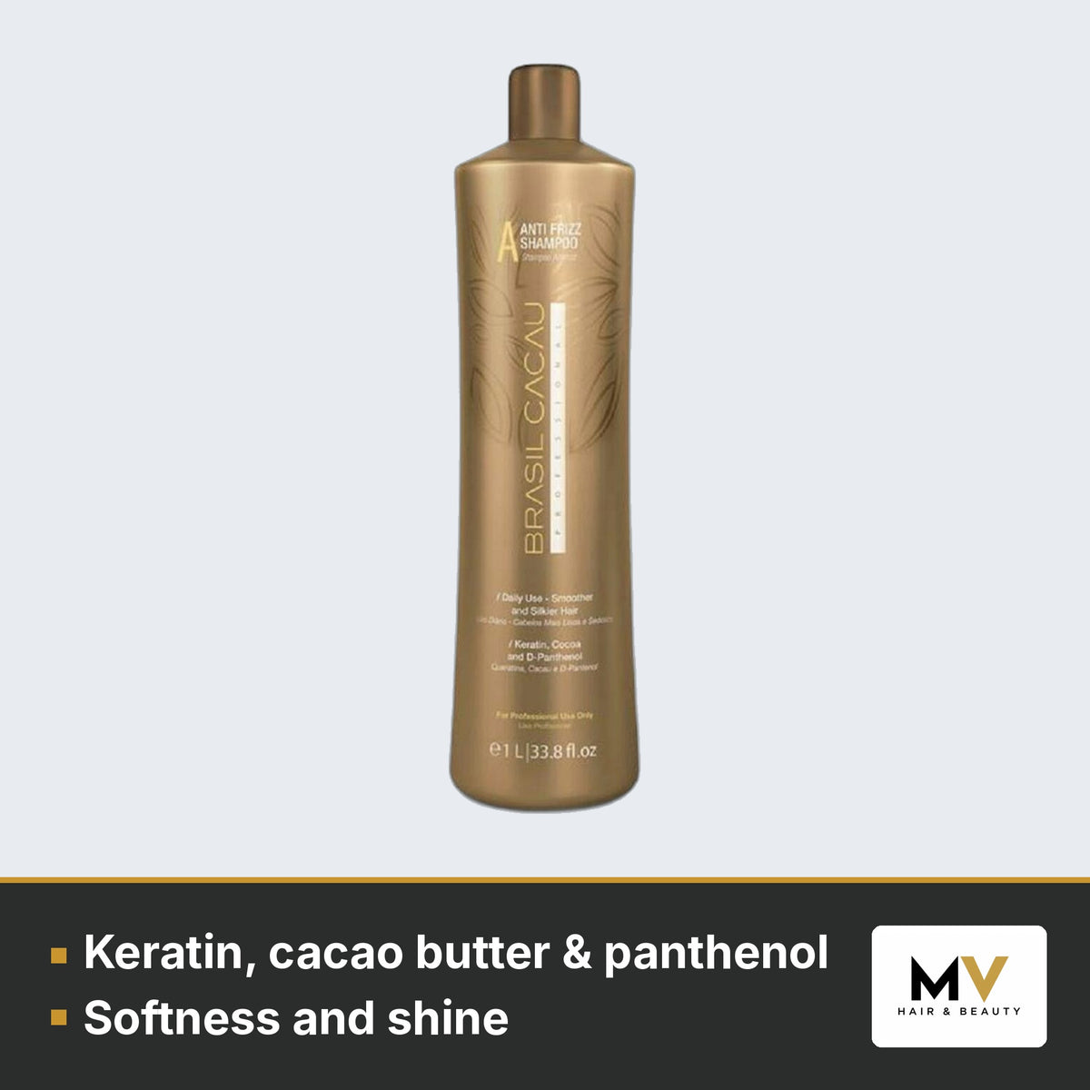Brasil Cacau Anti Frizz Shampoo 1000ml, Keratin Anti Frizz Conditioner 1000ml & Hydrating Hair Complex 200ml Trio