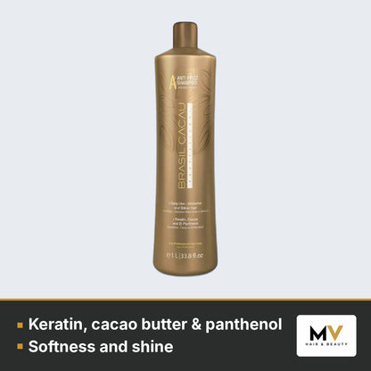 Brasil Cacau Anti Frizz Shampoo 1000ml, Keratin Anti Frizz Conditioner 1000ml & Hydrating Hair Complex 200ml Trio