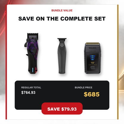 Wahl Vapor Space Barber Trio – Clipper, Trimmer & Shaver value graphic showing $79.93 AUD savings
