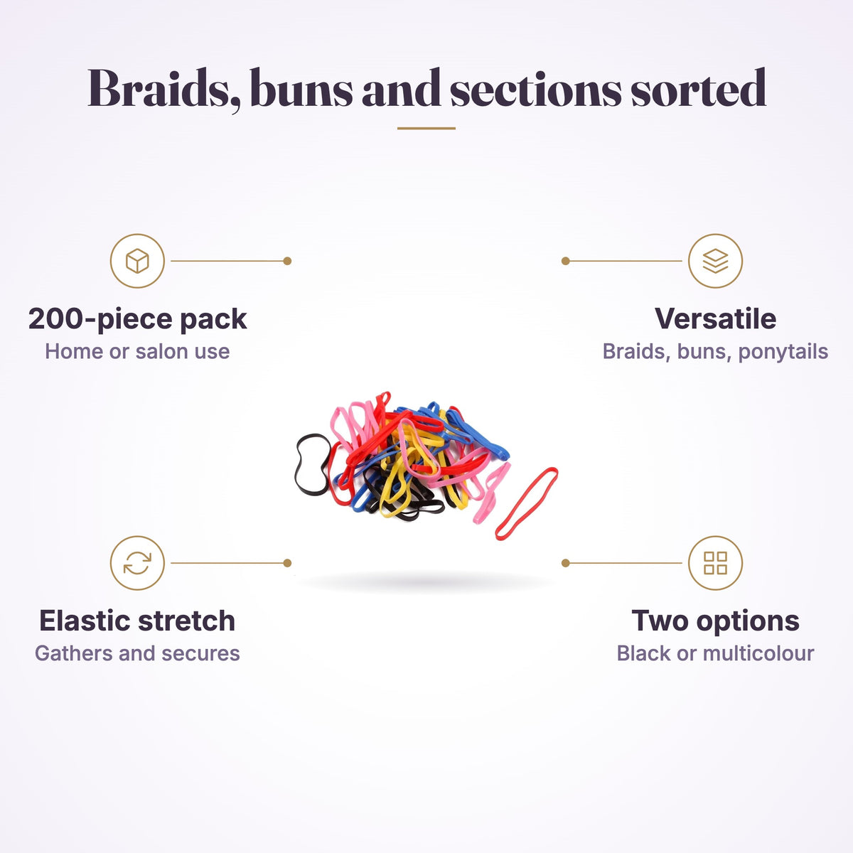 MV Rubber Hair Bands 200 Pack, view 5