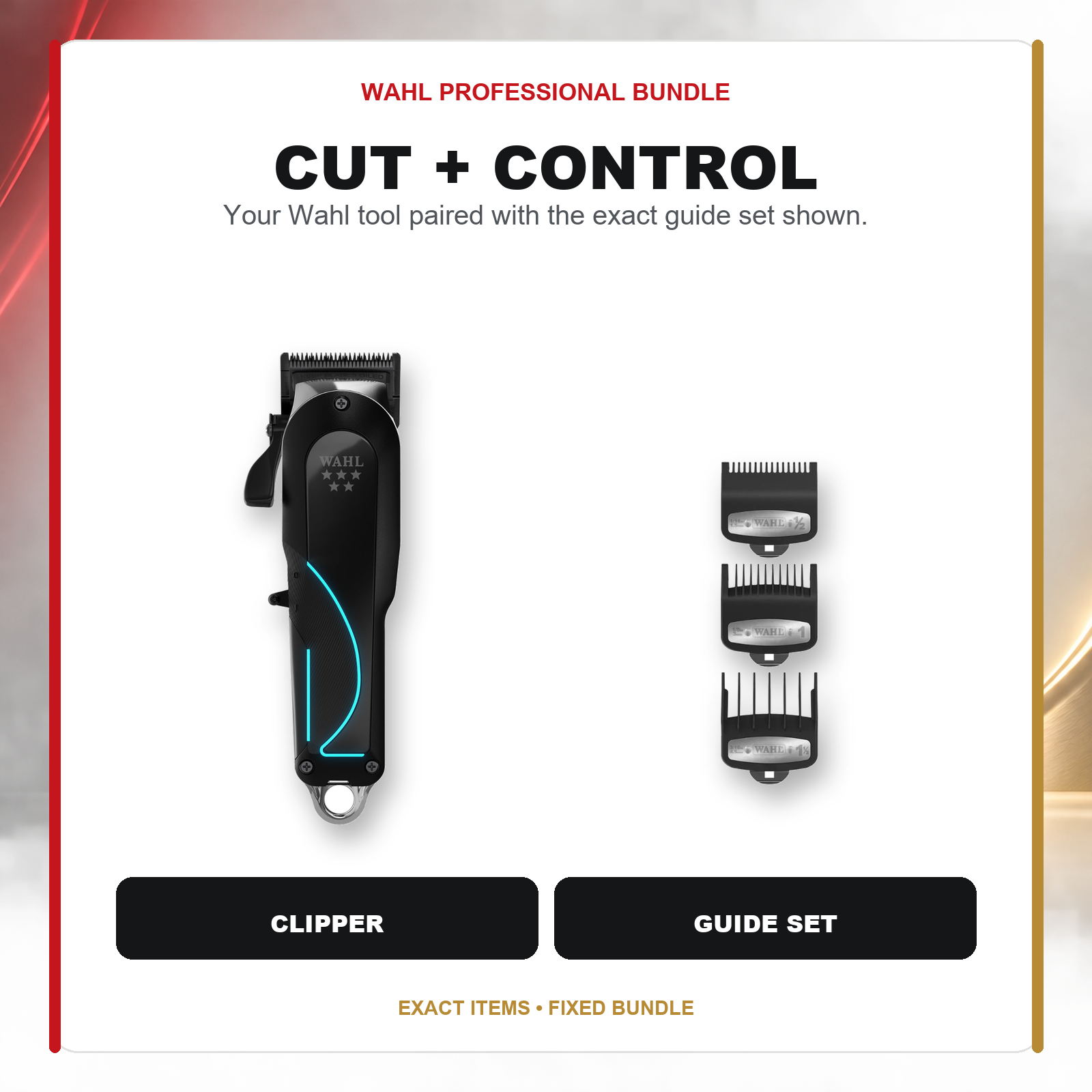 Wahl Senior 2.0 + Premium Guards 3-Pack feature overview showing Wahl Senior 2.0 Cordless Clipper – Professional Barber Hair Clipper and Wahl Premium Guards 3 Pack