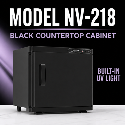 NV-218 black countertop towel warmer cabinet with built-in UV light
