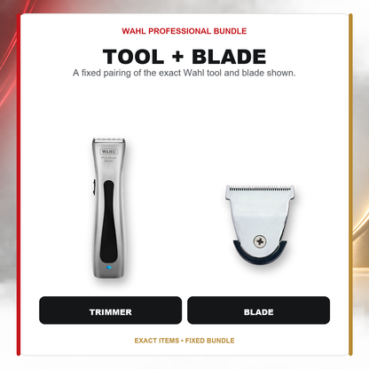 Wahl Silver Beret + Replacement Blade feature overview showing Wahl Professional Beret Cord/Cordless Trimmer – Silver and Wahl Beret Trimmer Blade replacement