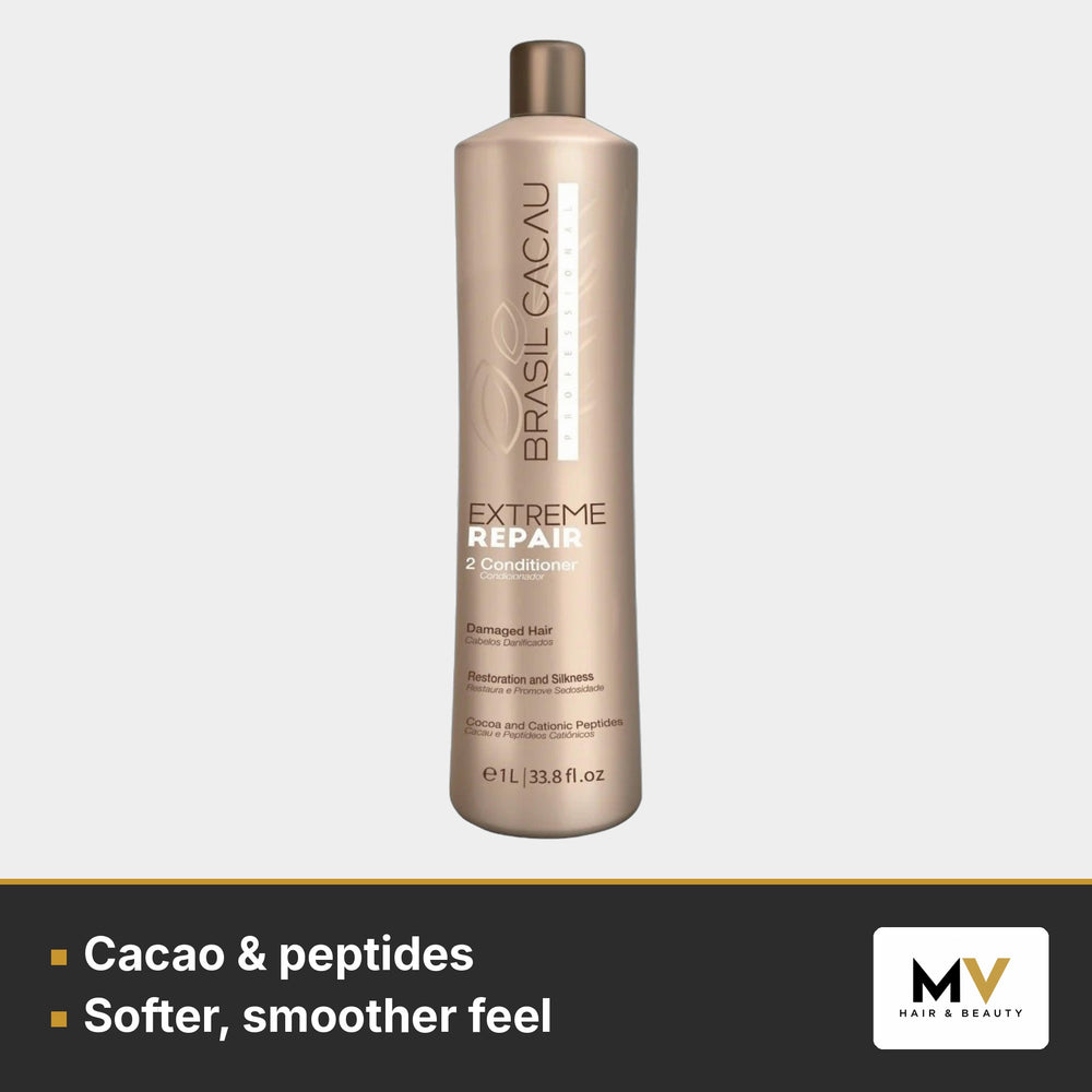 Brasil Cacau Extreme Repair Sulphate-Free Shampoo 1L, Extreme Repair Conditioner 1L & Deep Conditioning Mask – Step 3 1000ml Trio