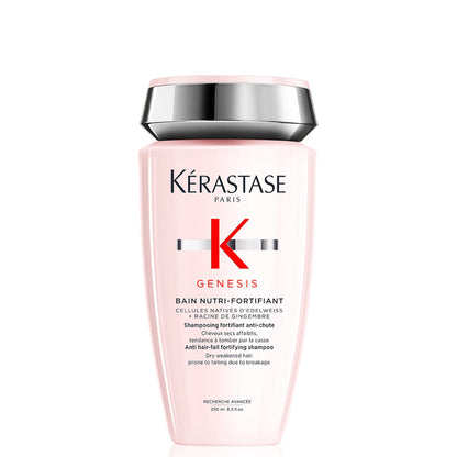 Kérastase Genesis Bain Nutri-Fortifiant 250ml pink shampoo bottle with silver cap