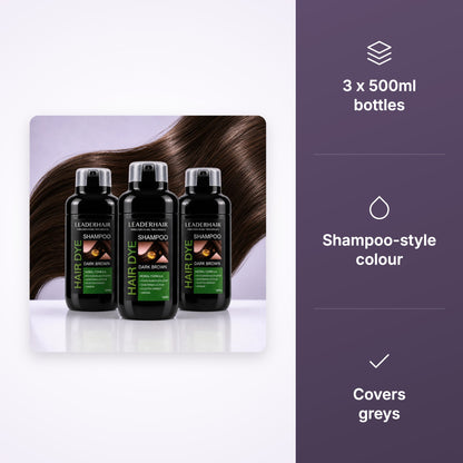 LEADERHAIR Instant Hair Dye Shampoo 3 Pack key benefits