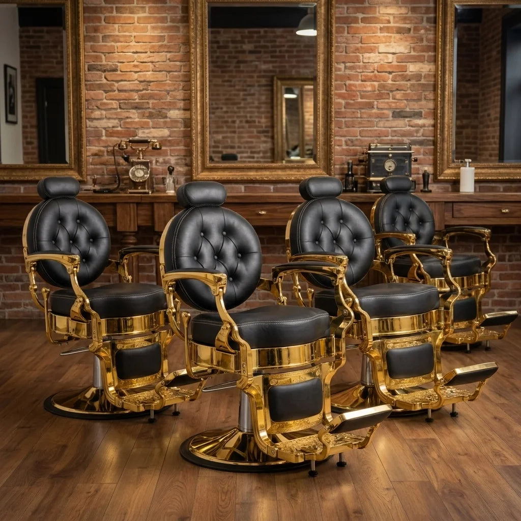 5X Baron Gold Vintage Barber Chair Bundle - MV hair and beauty